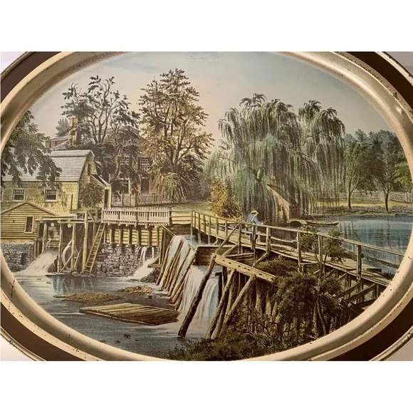 Vintage Sunshine biscuits‎ the blacksmith oval advertising Tray sleepy hollow